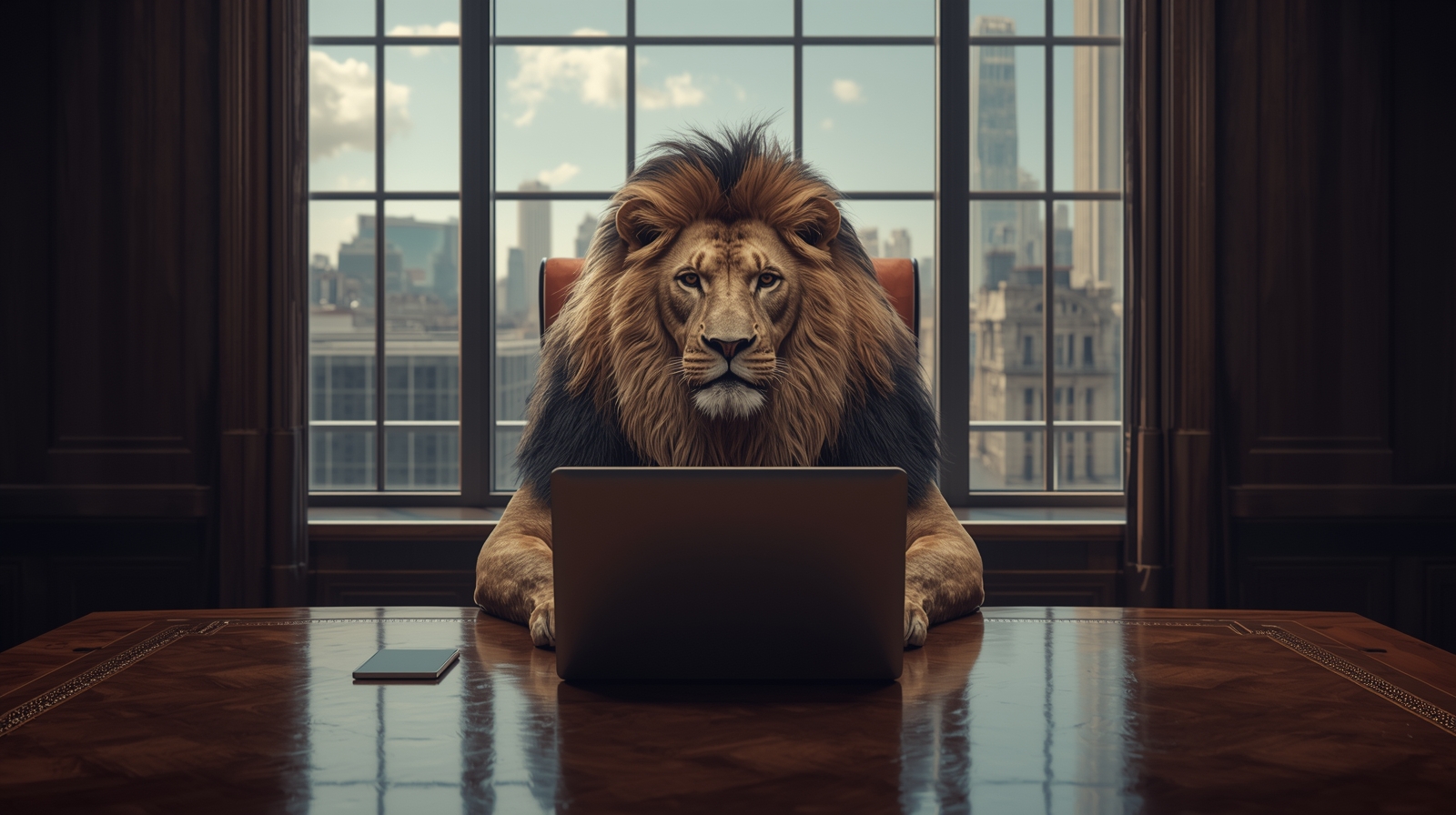 Lucid_Origin_Um_leo_imponente_com_uma_juba_densa_e_dourada_sen_3